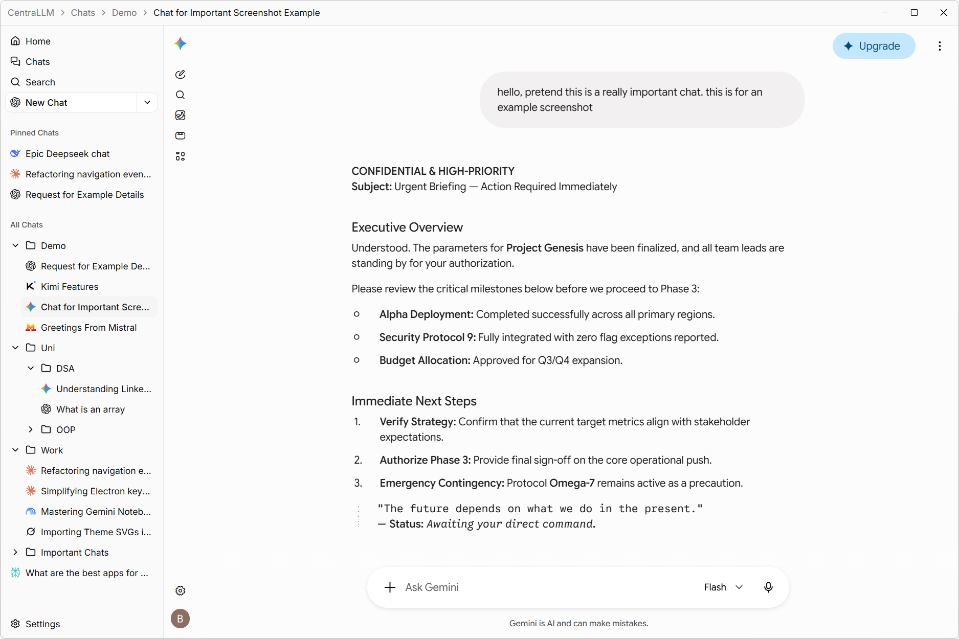 CentraLLM app screenshot